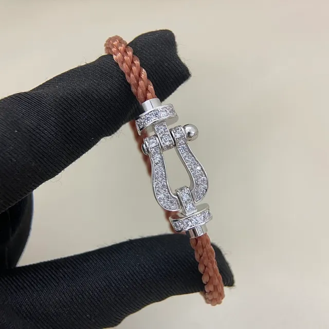 Pavé-Set Harp Clasp Braided Cord Bracelets 6