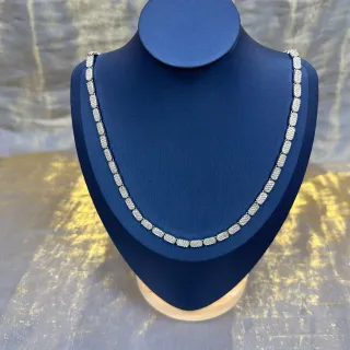 pave-set قلادة سلسلة رابط مستطيل
