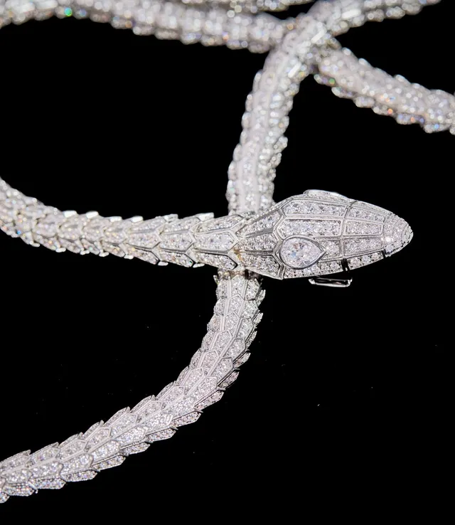 Pavé-Set Snake-Shaped Articulated Necklace 2