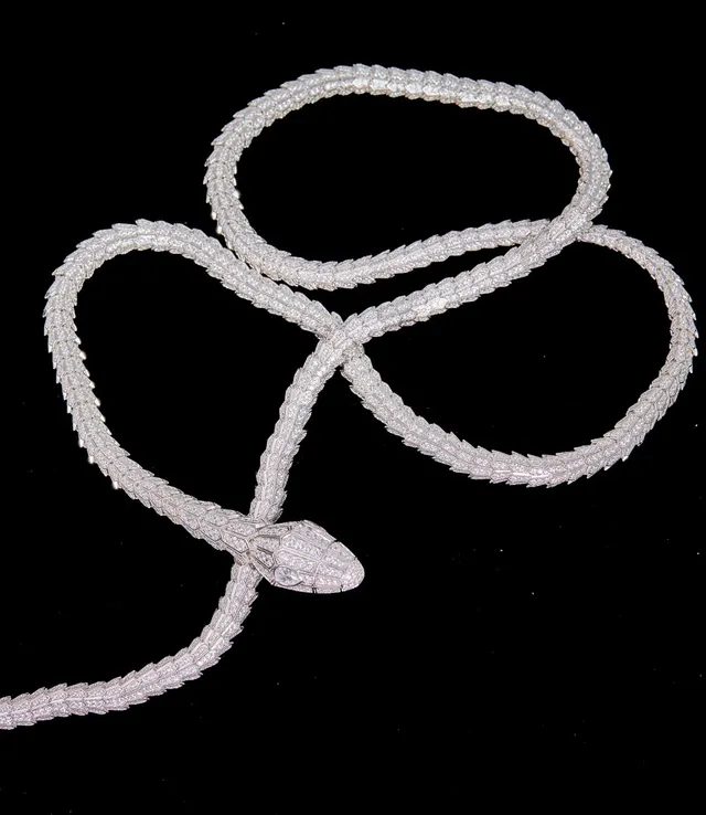 Pavé-Set Snake-Shaped Articulated Necklace 3