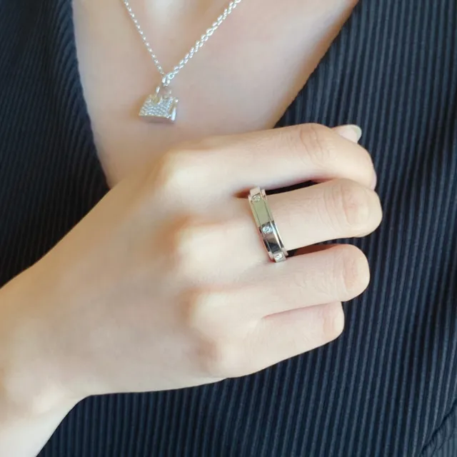 Piaget Possession Gold Silver Rotating Band Seven-Diamond Setting Ring 9