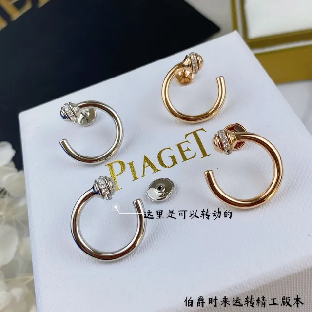Piaget Possession Rotating Clasp Diamond and Blue Stone Hoop Earrings 4