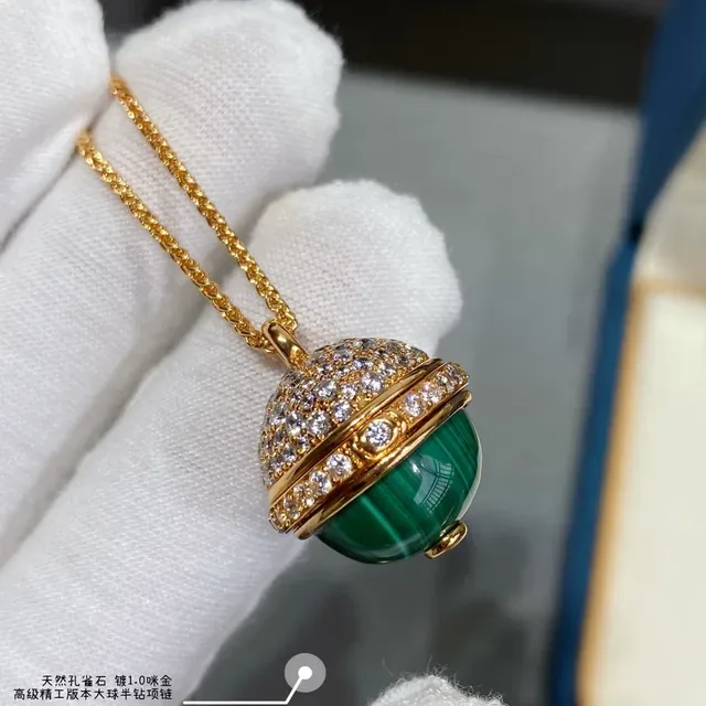 Piaget Spherical Malachite and Pavé Diamond Pendant Necklace 6