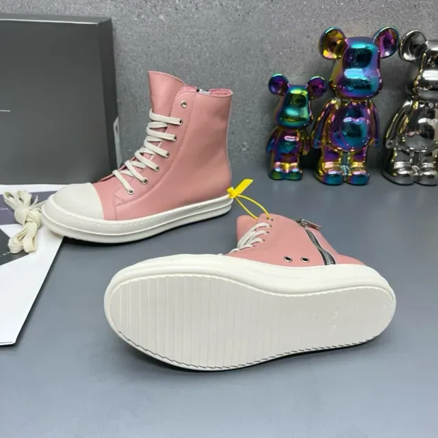 Pink and Cream High-Top Zipper Lifestyle Sneakers 4
