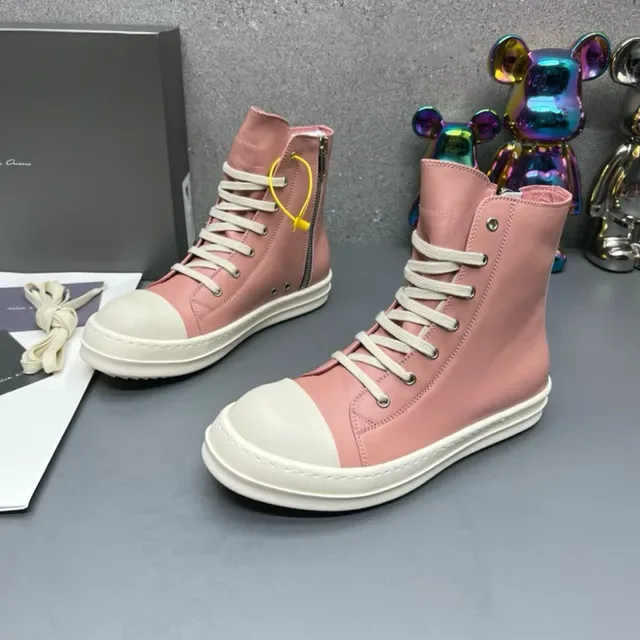 Pink and Cream High-Top Zipper Lifestyle Sneakers 5