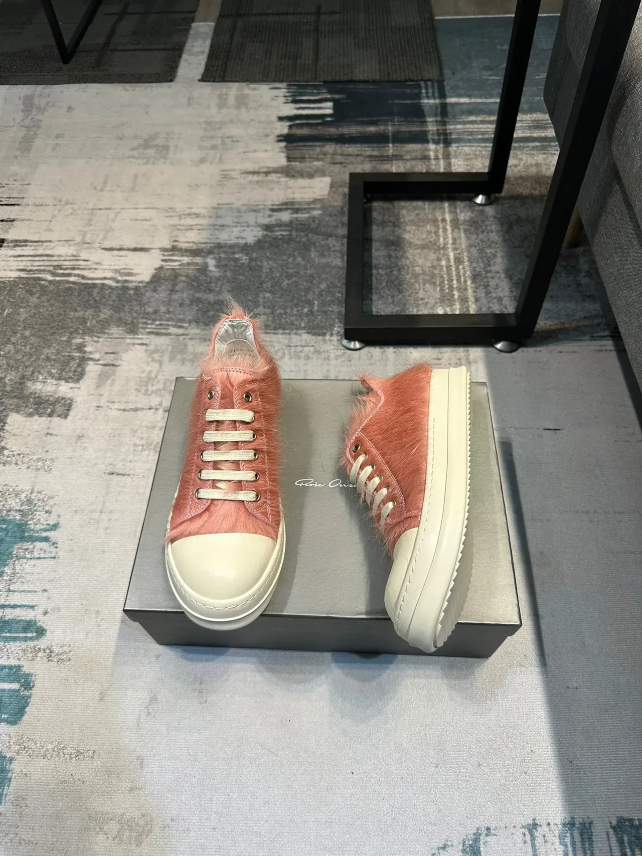 Pink Fuzzy Upper Off-White Toe Cap Low-Top Sneaker 4