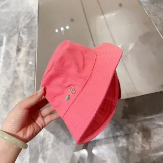 Pink Textured Cotton Stitched Panels Bucket Hat