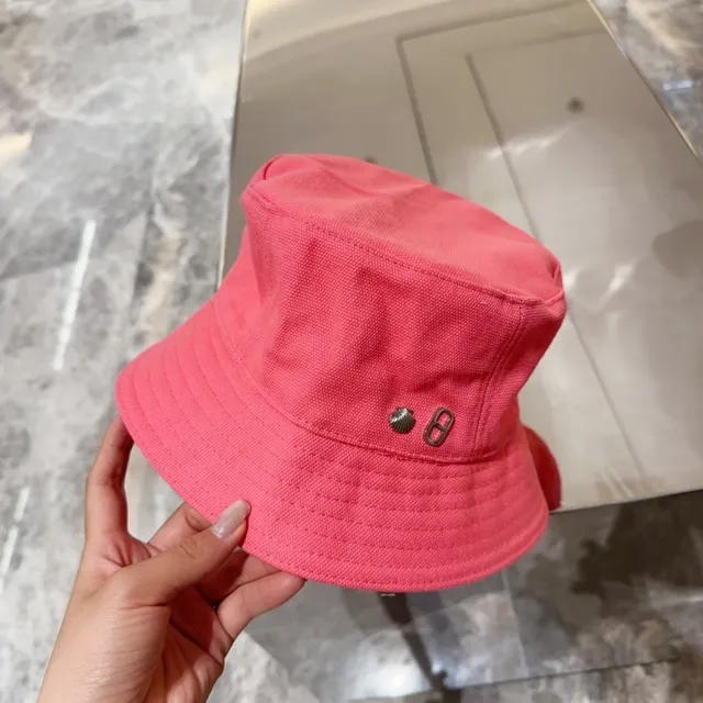 Pink Textured Cotton Stitched Panels Bucket Hat 3