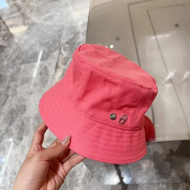 Pink Textured Cotton Stitched Panels Bucket Hat 4