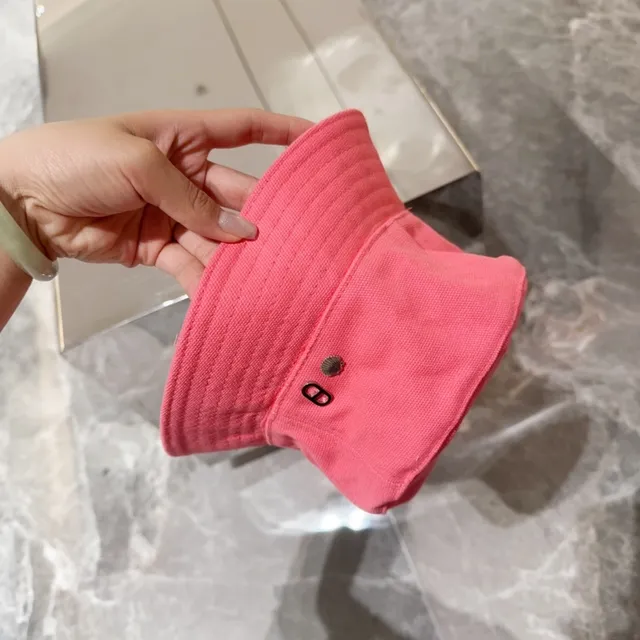 Pink Textured Cotton Stitched Panels Bucket Hat 5
