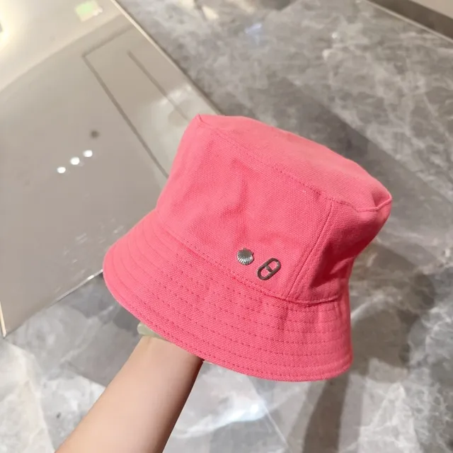 Pink Textured Cotton Stitched Panels Bucket Hat 6