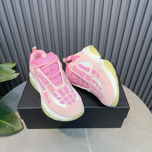 Pink White Oversized Sole Mesh And Synthetic Panel Construction Chunky Sneakers 6