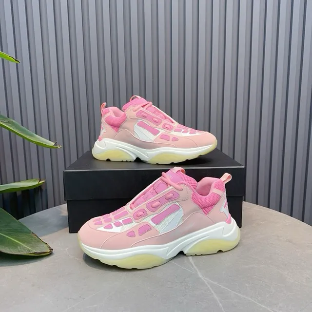 Pink White Oversized Sole Mesh And Synthetic Panel Construction Chunky Sneakers 7