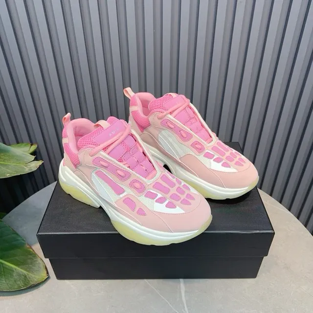 Pink White Oversized Sole Mesh And Synthetic Panel Construction Chunky Sneakers 8