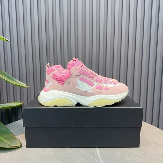 Pink White Oversized Sole Mesh And Synthetic Panel Construction Chunky Sneakers 9