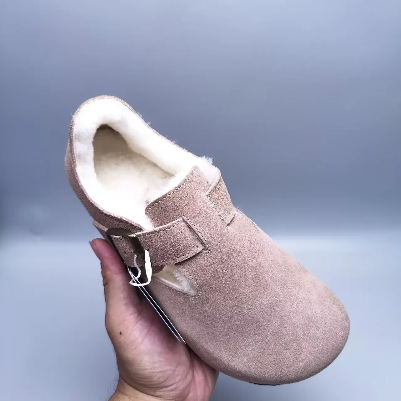 Pink White Suede Upper Shearling-Lined Mary Jane Shoes 3