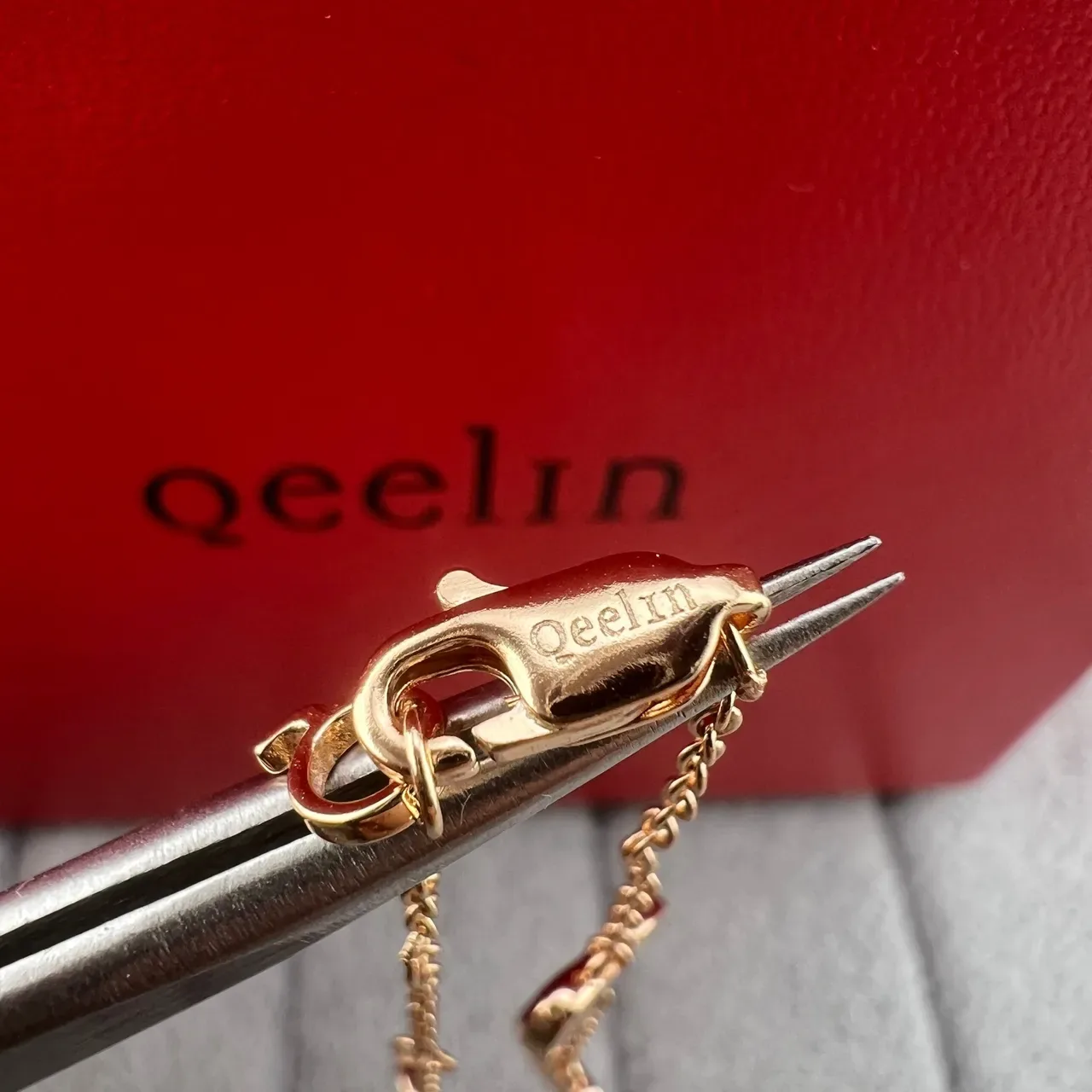 Qeelin Wulu Heart Red Enamel and Pavé Gold Chain Bracelets 2
