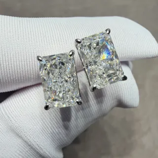 Rectangular Emerald-Cut Solitaire Stud Earrings