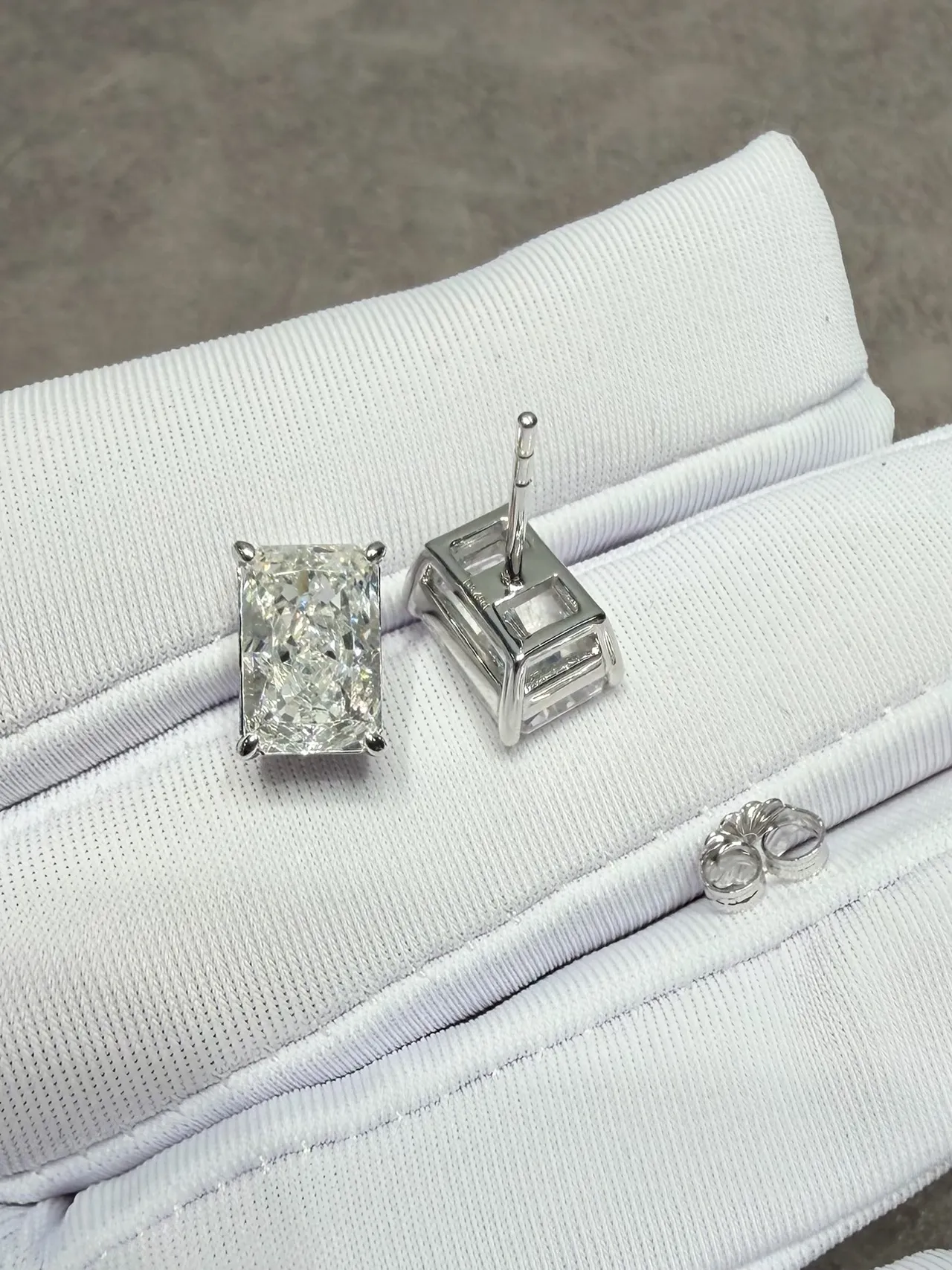 Rectangular Emerald-Cut Solitaire Stud Earrings 6