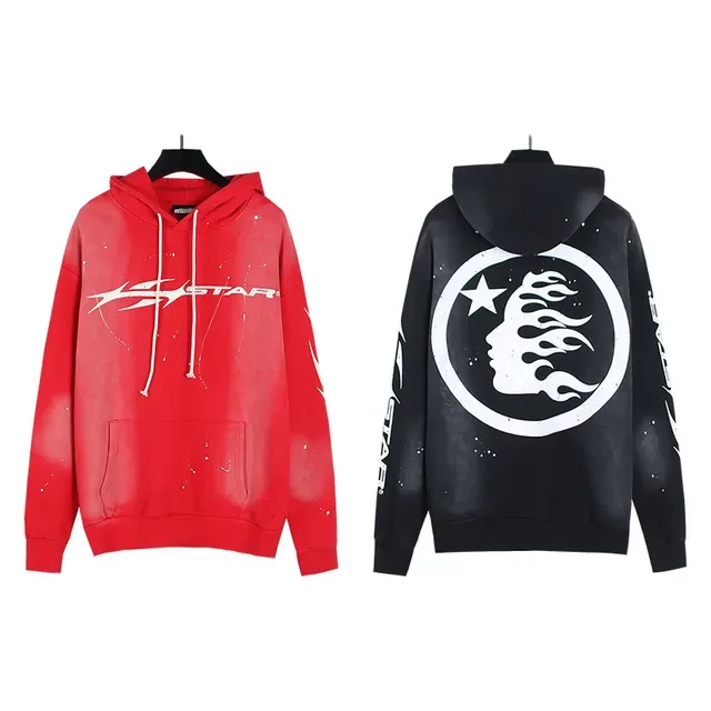 Red and Black Graphic Print Oversized Hoodie 2