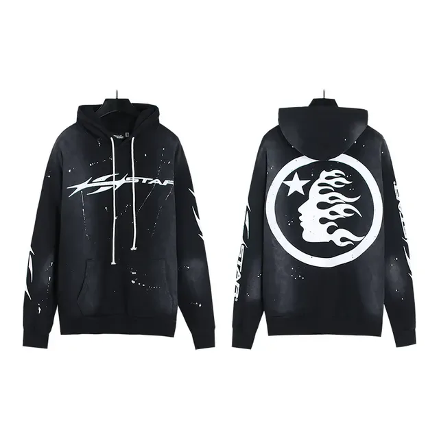 Red and Black Graphic Print Oversized Hoodie 6