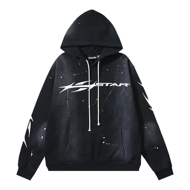Red and Black Graphic Print Oversized Hoodie 9