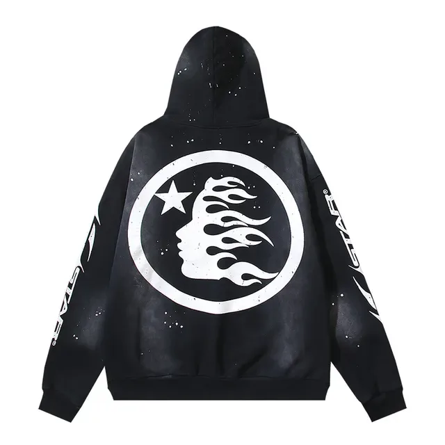 Red and Black Graphic Print Oversized Hoodie 10