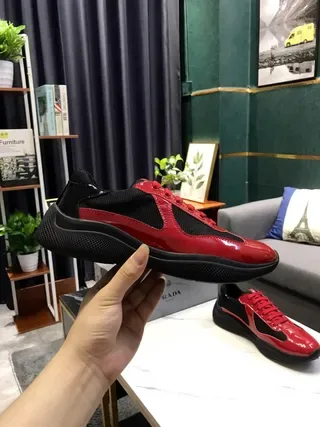 Red and Black Patent Leather Mesh Lifestyle Sneakers 2