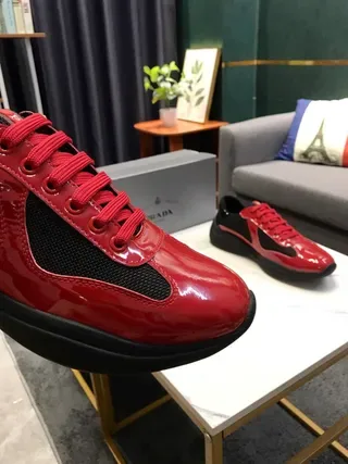 Red and Black Patent Leather Mesh Lifestyle Sneakers 3