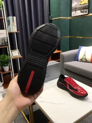 Red and Black Patent Leather Mesh Lifestyle Sneakers 4