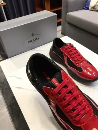 Red and Black Patent Leather Mesh Lifestyle Sneakers 5