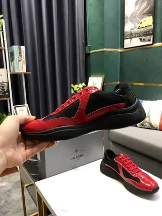 Red and Black Patent Leather Mesh Lifestyle Sneakers 6