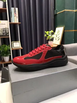 Red and Black Patent Leather Mesh Lifestyle Sneakers 9