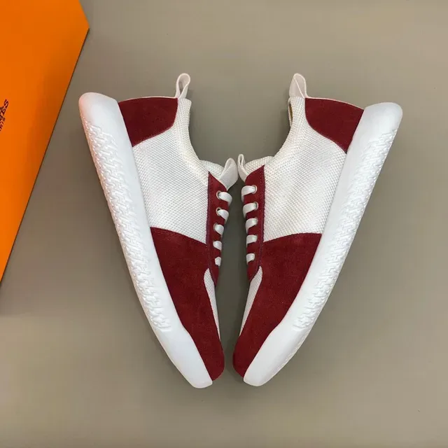 Red and White Mesh Suede Panel Lifestyle Sneaker 8