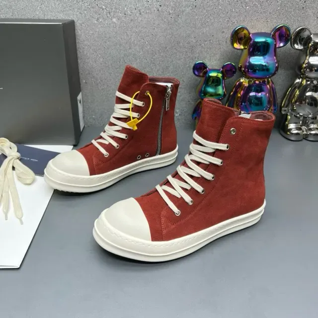 Red Beige High-Top Suede Upper Lifestyle Sneakers 3