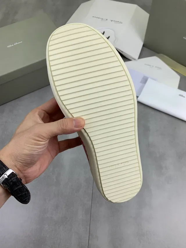 Red Beige Leather Upper White Side Panel Sneakers 3