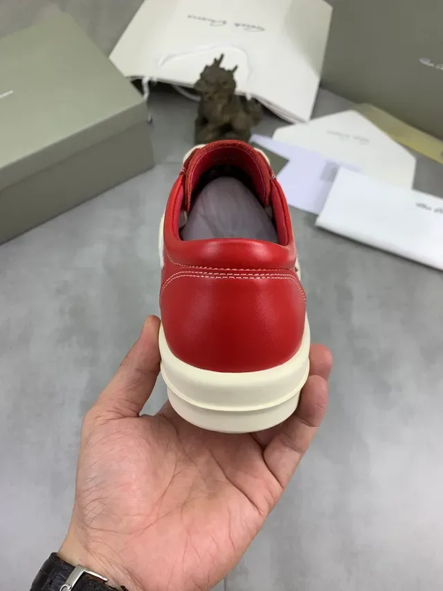 Red Beige Leather Upper White Side Panel Sneakers 4