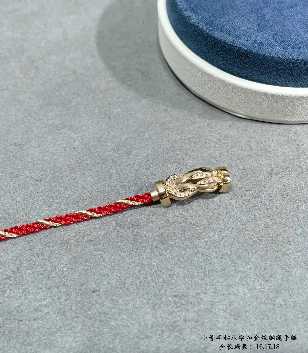 Red Braided Cord Gold-Tone Knot Clasp Pavé Crystal Bracelet 3