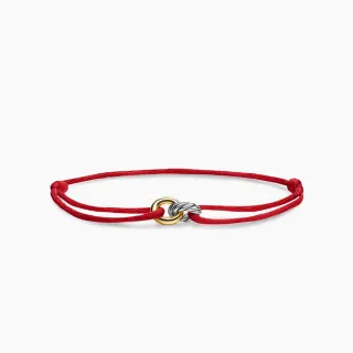 Pulseira de cordão fino anéis interligados tom dual vermelho ouro