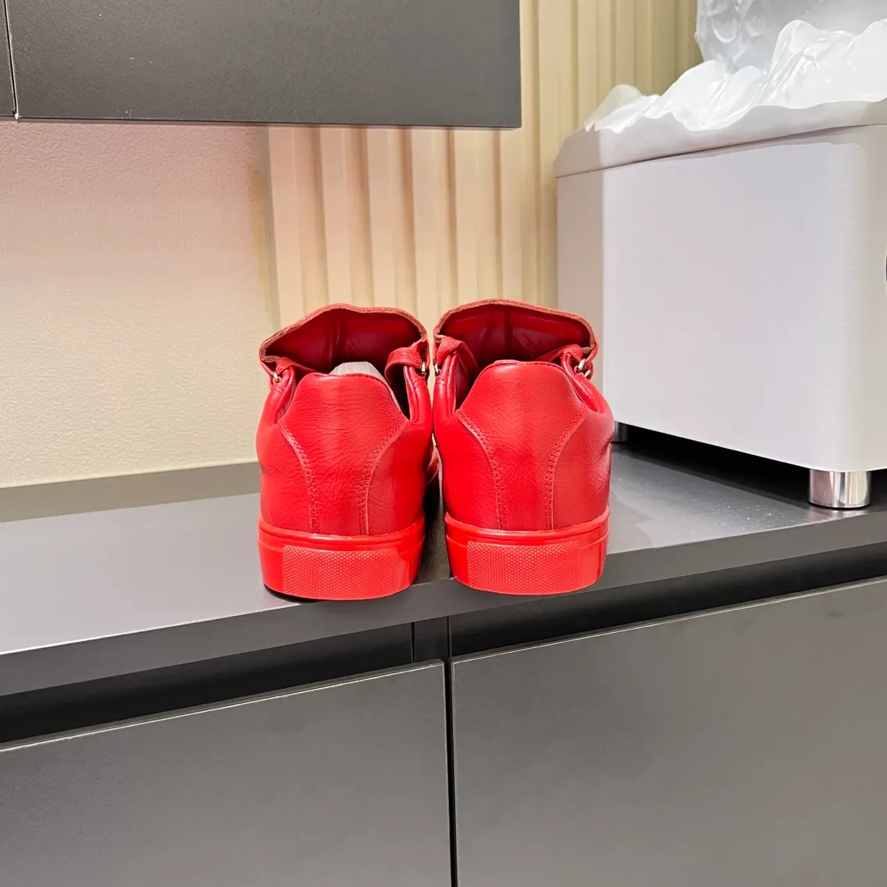 Red Monochromatic Low-Top Lace-Up Sneaker 2