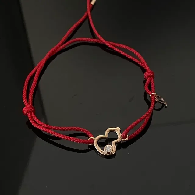Red Silver Braided Cord Openwork Metal Charm Bracelet 2