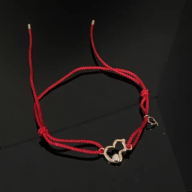 Red Silver Braided Cord Openwork Metal Charm Bracelet 3