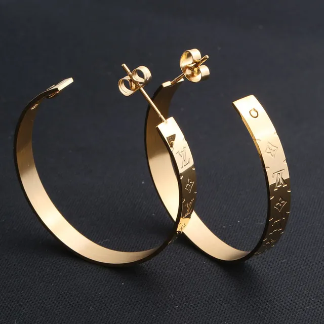 Rose Gold Engraved Monogram Hoop Earrings 6