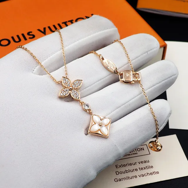 Rose Gold Floral Pavé and Mother-of-Pearl Pendant Necklace 10