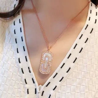 玫瑰金色珍珠母贝镶嵌吊坠项链