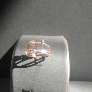 Rose Gold Tone Pavé-Set Multi-Band Crossover Ring