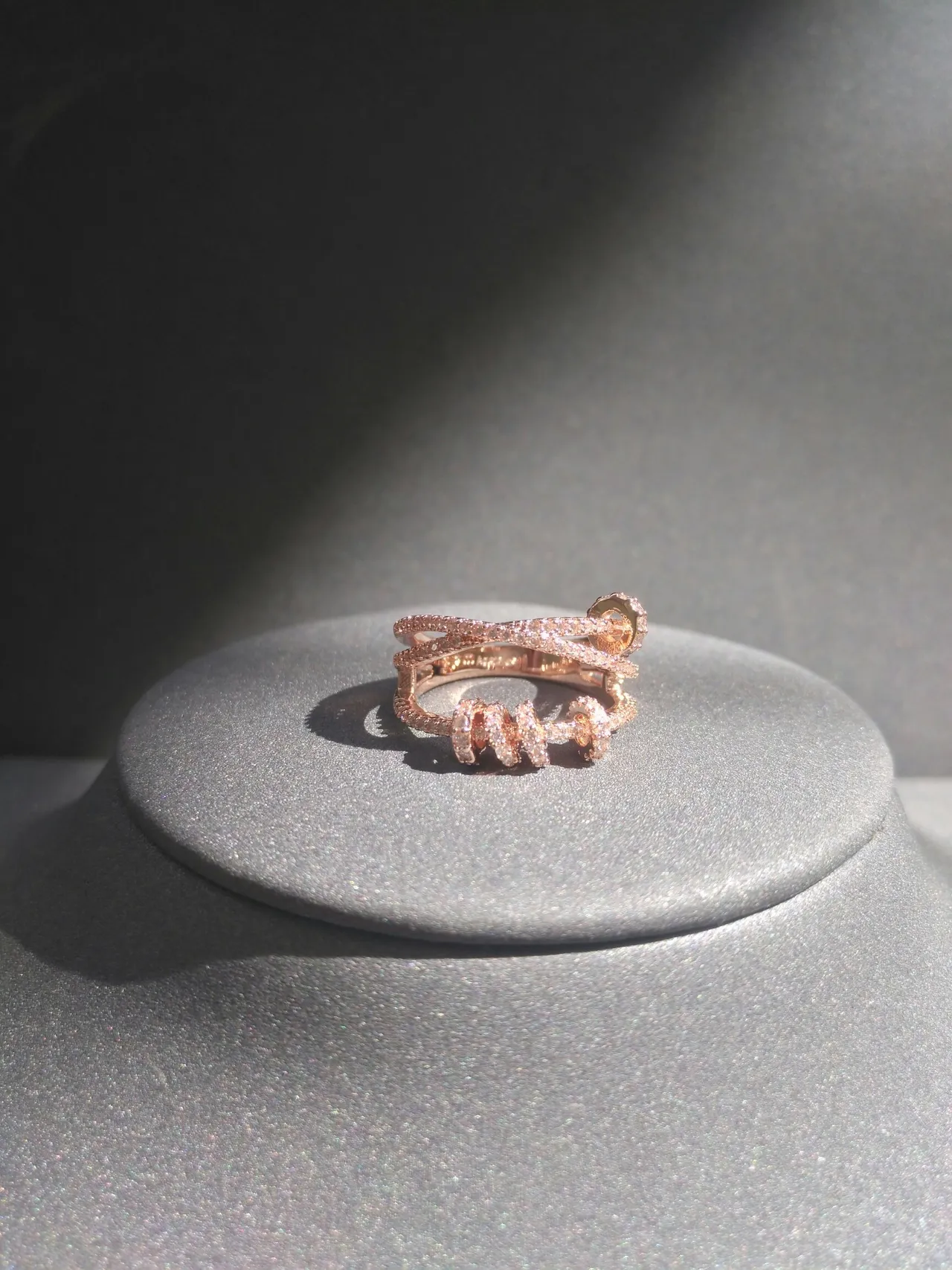 Rose Gold Tone Pavé-Set Multi-Band Crossover Ring 3