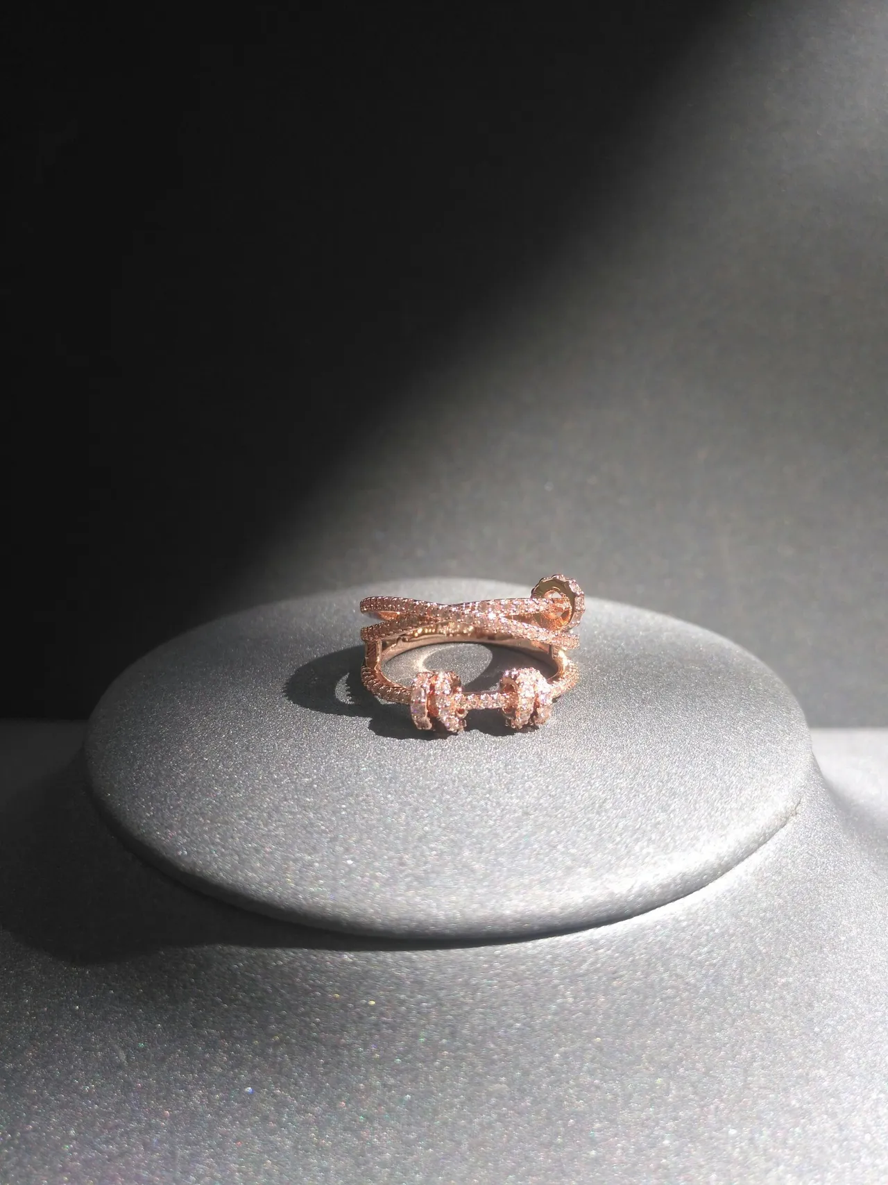 Rose Gold Tone Pavé-Set Multi-Band Crossover Ring 4
