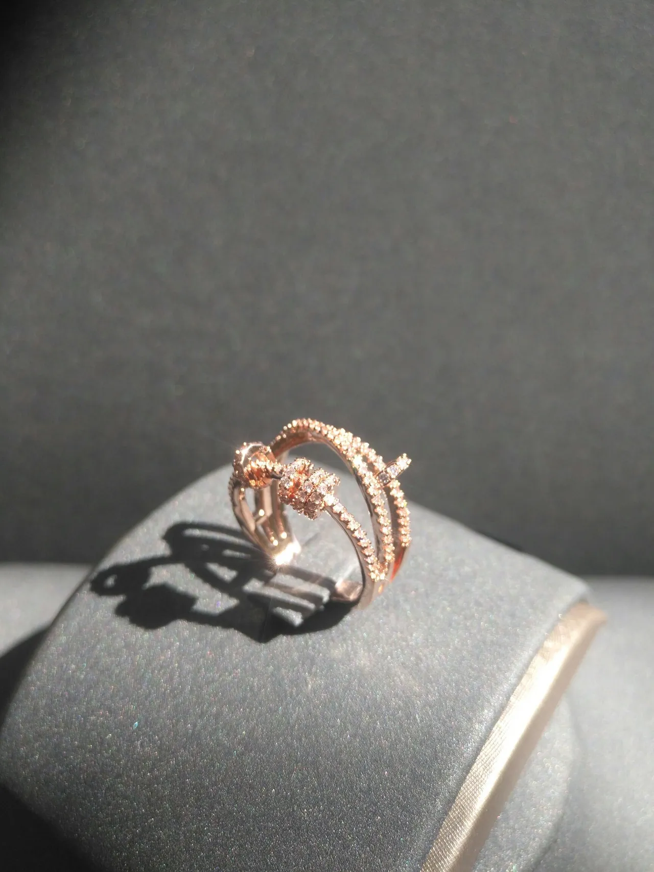 Rose Gold Tone Pavé-Set Multi-Band Crossover Ring 5