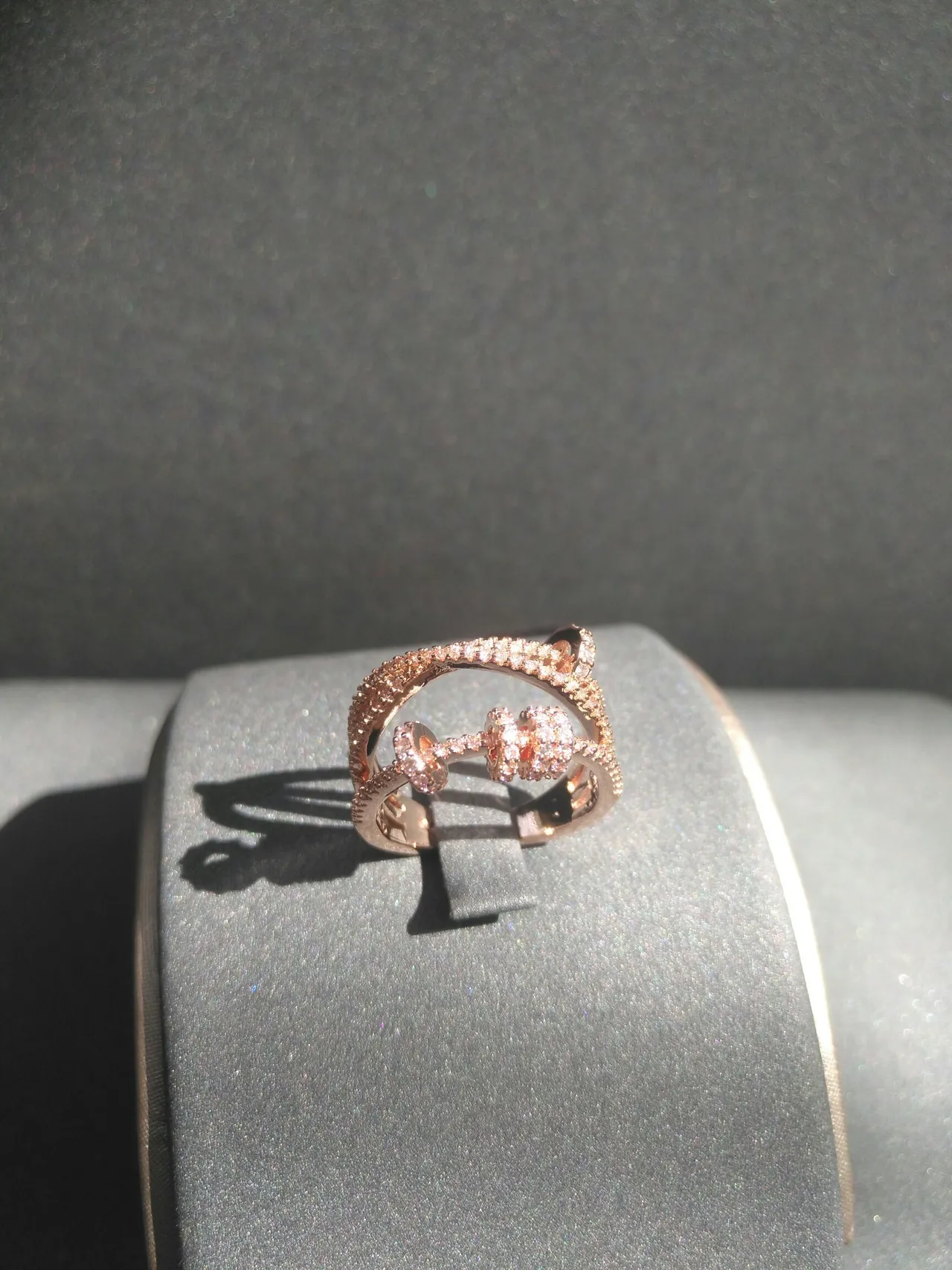Rose Gold Tone Pavé-Set Multi-Band Crossover Ring 6